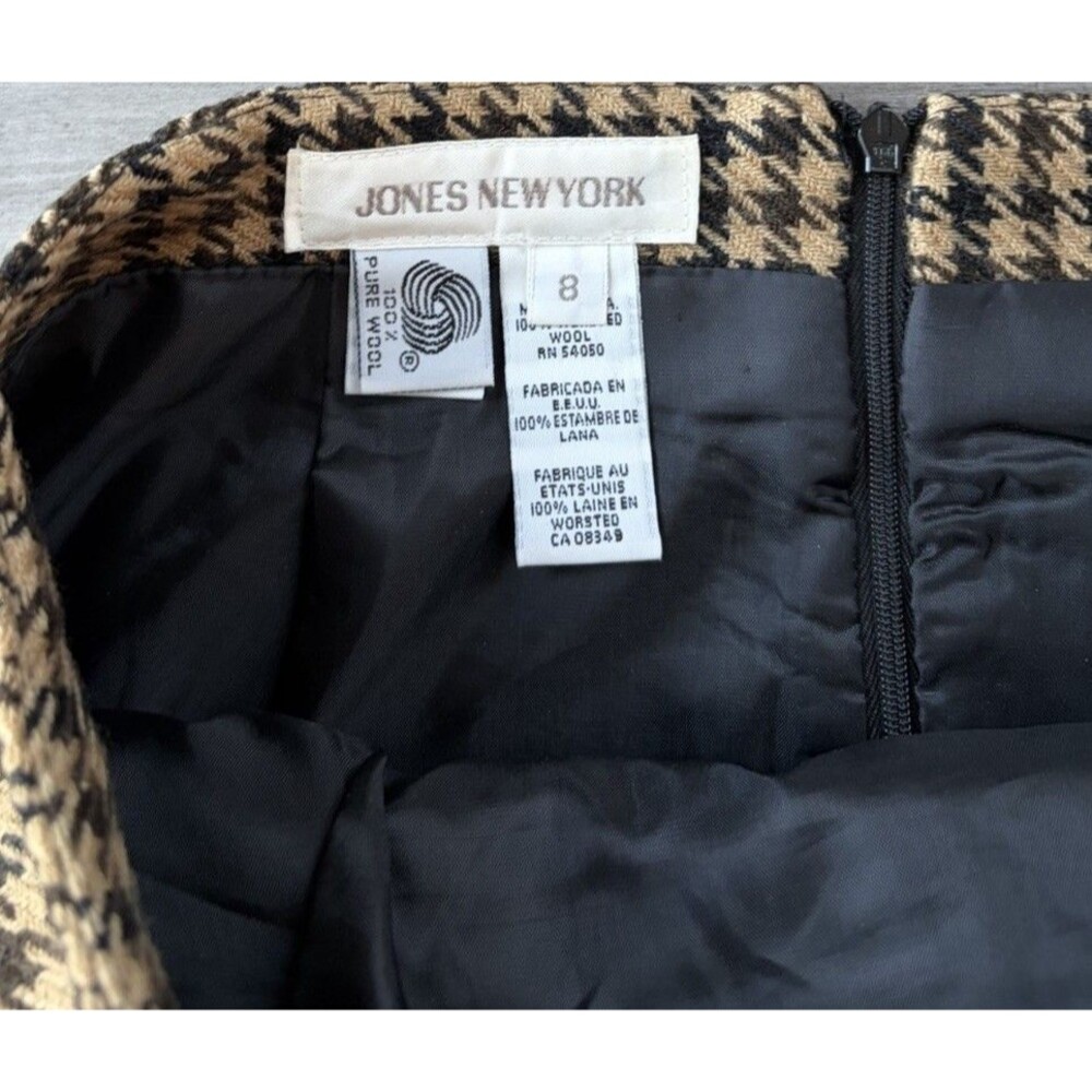 VTG Jones New York Worsted Wool Houndstooth Pencil Skirt Size 8 Lined Zip - Picture 4 of 6